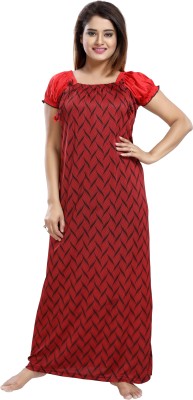 SHOPPING STATION Women Nighty(Black, Red)