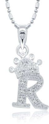 VIGHNAHARTA Royal crown 'R' Alphabet Pendant Rhodium Alloy Pendant