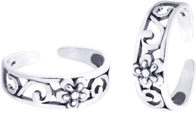 Rinayra Jewels Pleasant Flower & Cutwork Toe Ring-TR369 Sterling Silver Toe Ring Set