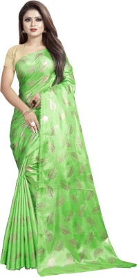 fashion Day Applique, Floral Print Bollywood Art Silk Saree(Green)