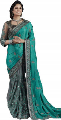 Gymfy Embroidered Bollywood Net Saree(Multicolor)