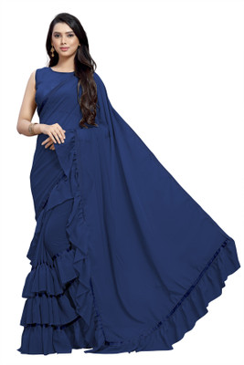 ASTEYAM Self Design Bollywood Georgette Saree(Blue)
