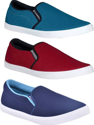 SKYMORE Combo-Fit-Man Firoji,Maroon & Blue Slip On Sneakers For Men(Red, Blue , 9)