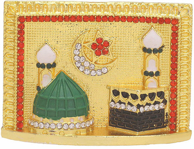 GCT Mecca Madina Idol | Makka Idol Chand Tara Moon Star (B-105) Gold Metal Statue for Car Dashboard | Home D?cor | Office Showpiece Decorative Showpiece - 5.5 cm(Metal, Gold, Green, Black)