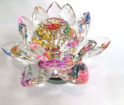 ONRR Collections Crystal Lotus for Positive Energy and Vastu Correction and good luck Decorative Showpiece  -  11 cm(Crystal, Clear)
