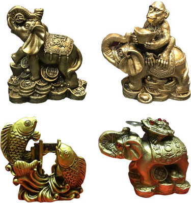 Ryme Vastu Feng Shui Combo Of Elephant With Lefting Leg Decorative Showpiece  -  7.62 cm(Polyresin, Multicolor)