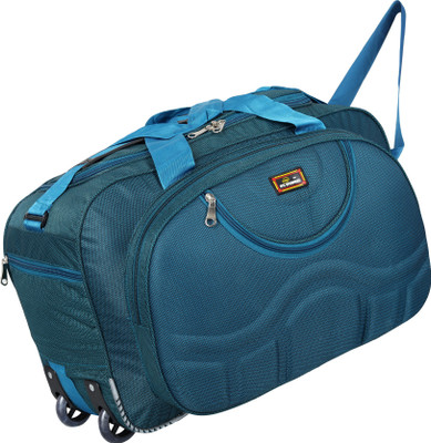 Inte Enterprises (Expandable) polyester 40 L peacock blue round neck duffel trolley bag Duffel With Wheels (Strolley)