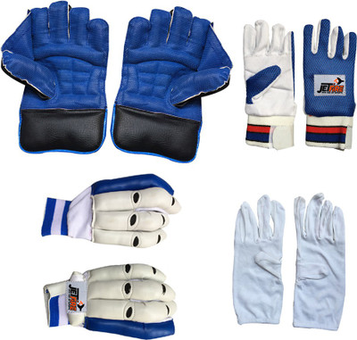 JetFire Regular Wicket Keeping Gloves & Basic Batting Gloves With Inner Gloves Combo Wicket Keeping Gloves(Blue)