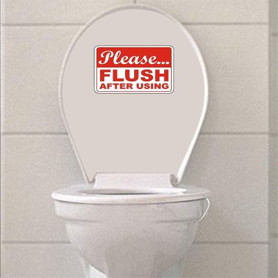 Asmi Collections 20 cm Flush Toilet Restroom Sign Self Adhesive Sticker(Pack of 1)