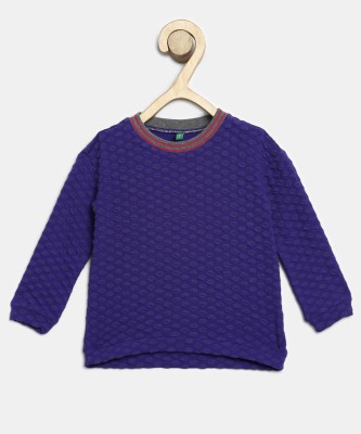 United Colors of Benetton Full Sleeve Self Design Girls Sweatshirt