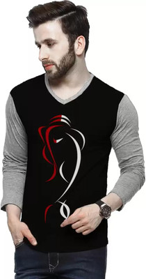 Tripr Printed Men V-Neck Multicolor T-Shirt