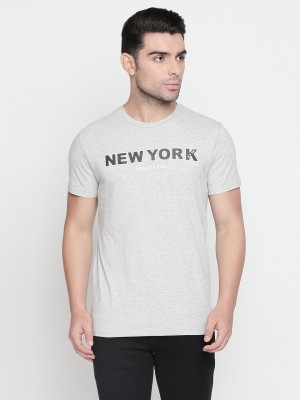 Kenneth Cole Typography Men Round Neck Grey T-Shirt