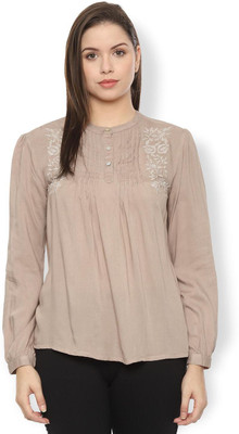 van-heusen-casual-full-sleeve-embroidered-women-beige-top