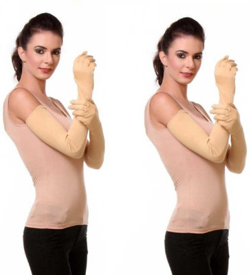 Mohan Retail Nylon Arm Sleeve For Women(Free, Beige)