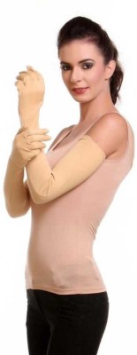 Apastra Nylon Arm Sleeve For Women(Free, Beige)