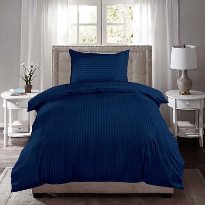 RRC 300 TC Cotton Single Striped Flat Bedsheet(Pack of 1, Blue)