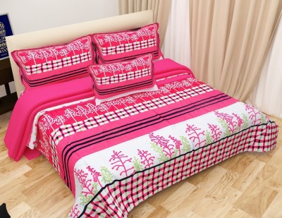 Decorum 204 TC Microfiber Double Printed Flat Bedsheet(Pack of 1, Pink)