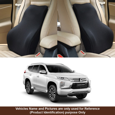 Oshotto Black Fabric Car Pillow Cushion for Mitsubishi(Rectangular, Pack of 1)