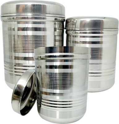 bartan hub Steel Tea Coffee & Sugar Container  - 1000 ml, 800 ml, 500 ml(Pack of 3, Silver)