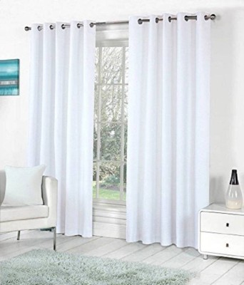 Styletex 270 cm (9 ft) Polyester Semi Transparent Long Door Curtain (Pack Of 2)(Plain, White)