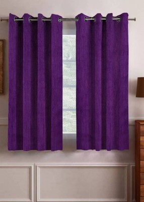 Styletex 151 cm (5 ft) Polyester Semi Transparent Window Curtain (Pack Of 2)(Plain, Purple)