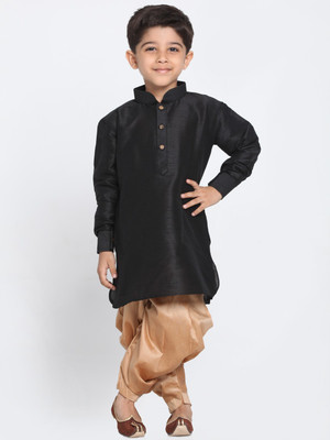 VASTRAMAY Boys Festive & Party Kurta and Dhoti Pant Set(Black Pack of 1)