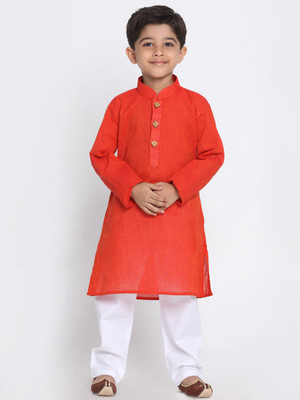 VASTRAMAY Boys Festive & Party Kurta and Pyjama Set(Red Pack of 1)