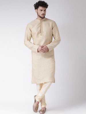 Tabard Men Printed Straight Kurta(White)