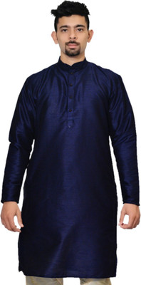 MAG Men Solid Straight Kurta(Blue)