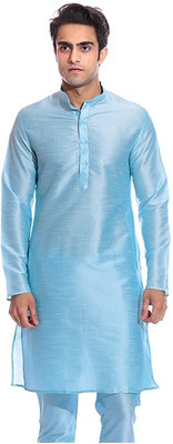 MAG Men Solid Straight Kurta(Blue)