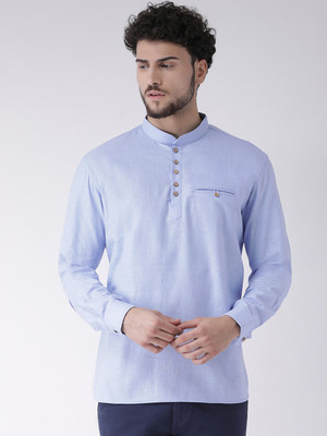 Tabard Men Solid Straight Kurta(Blue)