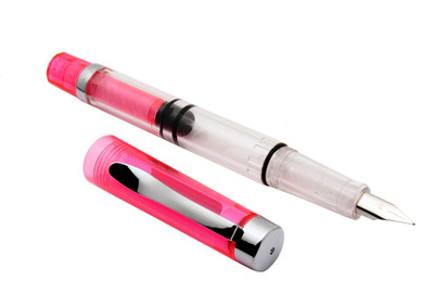 Ledos Colorful Demonstrator Piston Mechanism New Pink Fountain Pen(Ink Color - Blue)