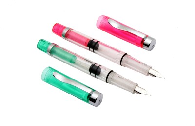 Ledos SRPC Set Of 2 - Colorful Demonstrator Piston Mechanism Safari Fountain Pens New Pen Gift Set(Pack of 2, Blue)