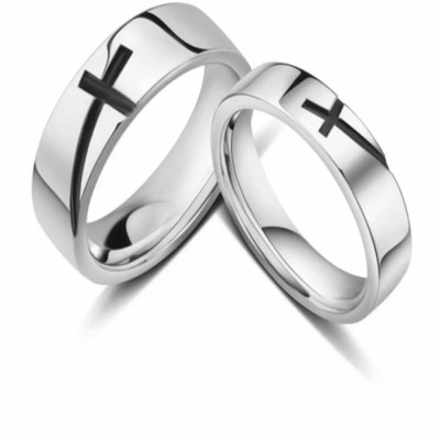 Kayal traders ADJUSTABLE COUPLE LOVE BAND RING SET Alloy Cubic Zirconia Silver Plated Ring Set