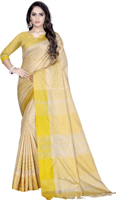 Ratnavati Embroidered Bollywood Cotton Blend, Cotton Silk Saree(Beige)
