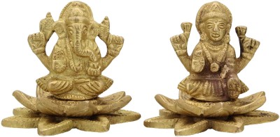 Shree Pavitra Shree Lakshmi and Ganesha Vastu Brass Statue Decorative Showpiece  -  10 cm(Brass, Gold)