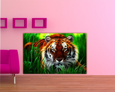Jump up 90 cm Tiger Self Adhesive Sticker(Pack of 1)