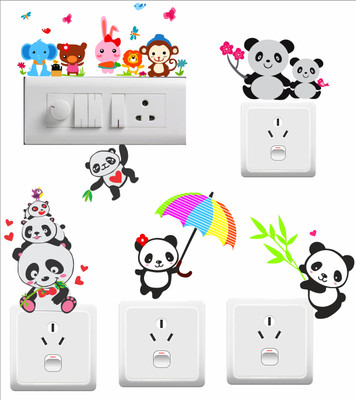 StickerYard 25.4 cm Cute Panda Design Switch Stickers Self Adhesive Sticker(Pack of 5)