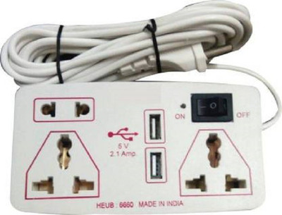 D-DEVOX usb Extension board with 2 USB 2.1Amp charging point 3  Socket Extension Boards(White, 3.6 m, With USB Port)