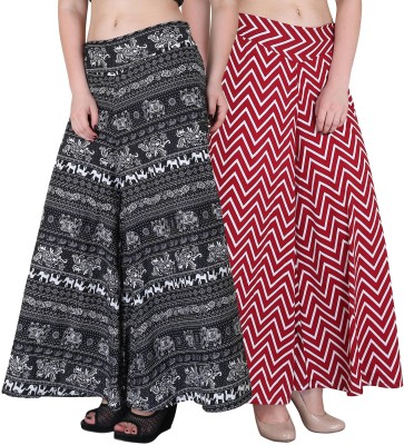 Takshila Fashion Flared Women Black, Maroon Trousers