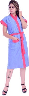 Poorak Pink Blue Free Size Bath Robe(1 bathrobe for women, For: Women, Pink Blue)