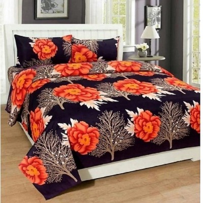 JINAMS INDIA 144 TC Polycotton Double Printed Flat Bedsheet(Pack of 1, Multicolor)