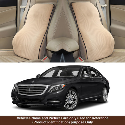 Oshotto Beige Fabric Car Pillow Cushion for Mercedes Benz(Rectangular, Pack of 1)