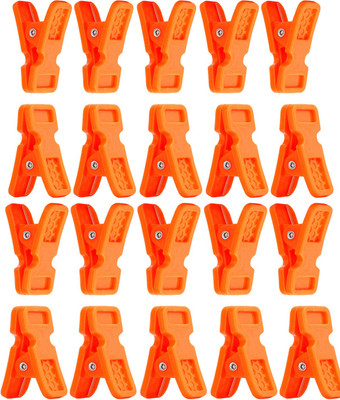 Somapa 20 Pcs Plastic Cloth Hanging Clips Clothes Plastic Cloth Clips(Orange Pack of 20)