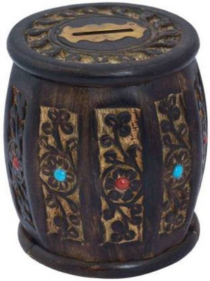 Aayat Enterprises Wooden Money Bank Barrel Style Kids Piggy Coin Box Gifts Coin Bank Coin Bank(Brown)