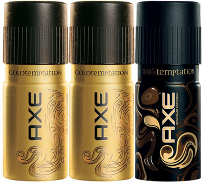 AXE Gold and Dark Temptation Deodorant Spray  -  For Men  (450 ml, Pack of 3)