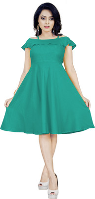 HSFS Women A-line Light Green Knee Length Dress