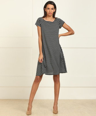 AND Women A-line Black, Grey Dress