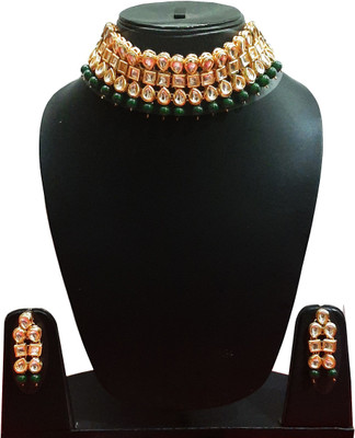 Chrishan Alloy Gold-plated Green, White Jewellery Set(Pack of 1)