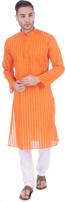 Rajubhai Hargovindas Men Self Design Straight Kurta(Yellow)